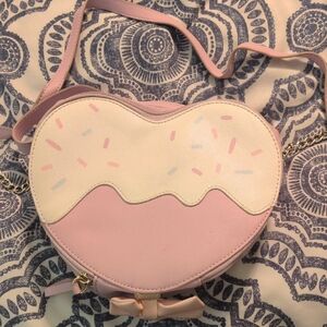 Bioworld Pink and Cream Heart Crossbody Bag